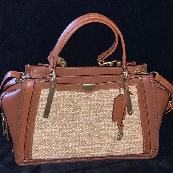 COACH Straw Raffia Dreamer Satchel Saddle Tan Bag - Picture 5 of 6
